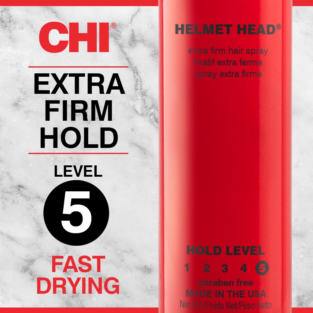 CHI can beside a ruler illustrating compact 2.6 oz size for portability