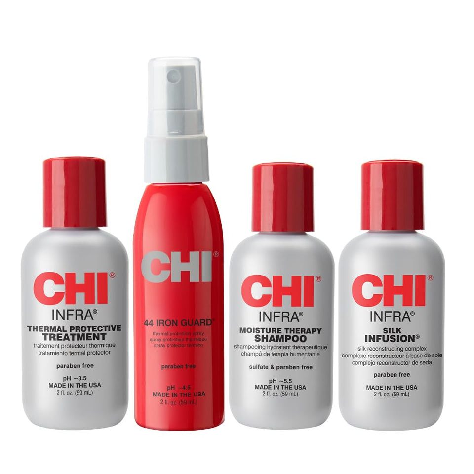 CHI kit front packaging showing all four travel-size products for convenient hydration
