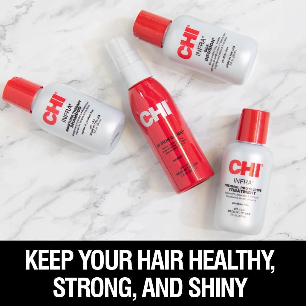 CHI Infra shampoo bottle close-up highlighting label and gentle sulfate-free benefits