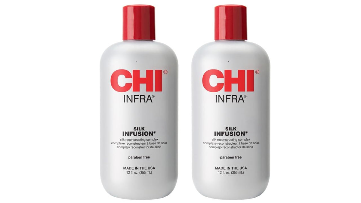 CHI bottle front packaging showing product benefit of strengthened hair