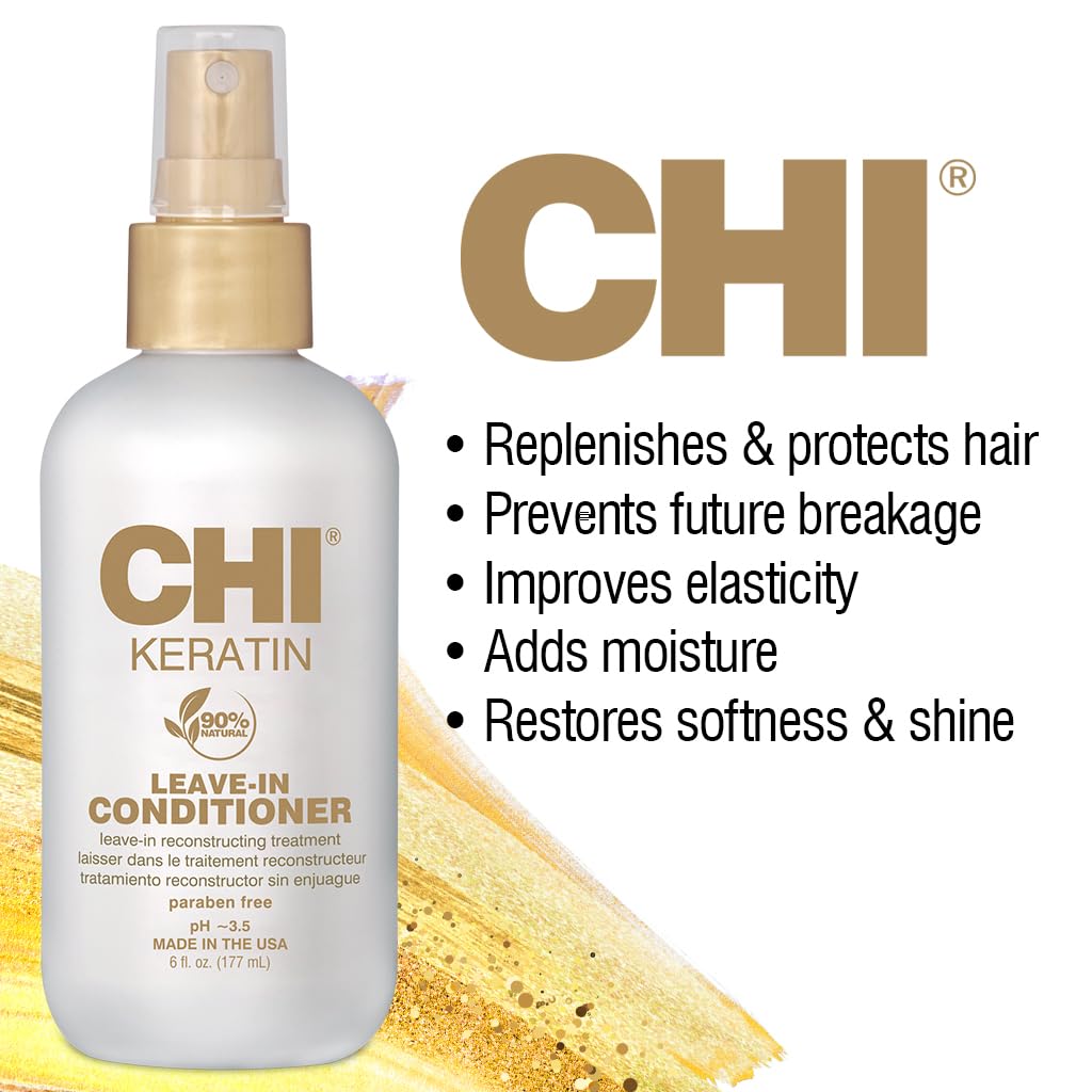 CHI being applied to damp hair to detangle and add softness while styling