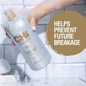 CHI applied in wet hair showing improved detangling and smoothness