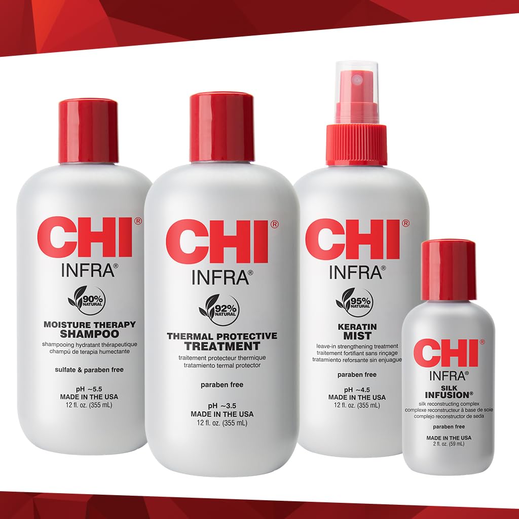 CHI Keratin Mist mid-air spray demonstrating heat protection and lightweight finish