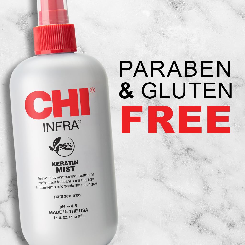 CHI keratin mist spray nozzle close-up demonstrating even distribution benefit