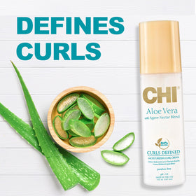 CHI lifestyle image of bouncy curls styled with product showing natural definition and gloss