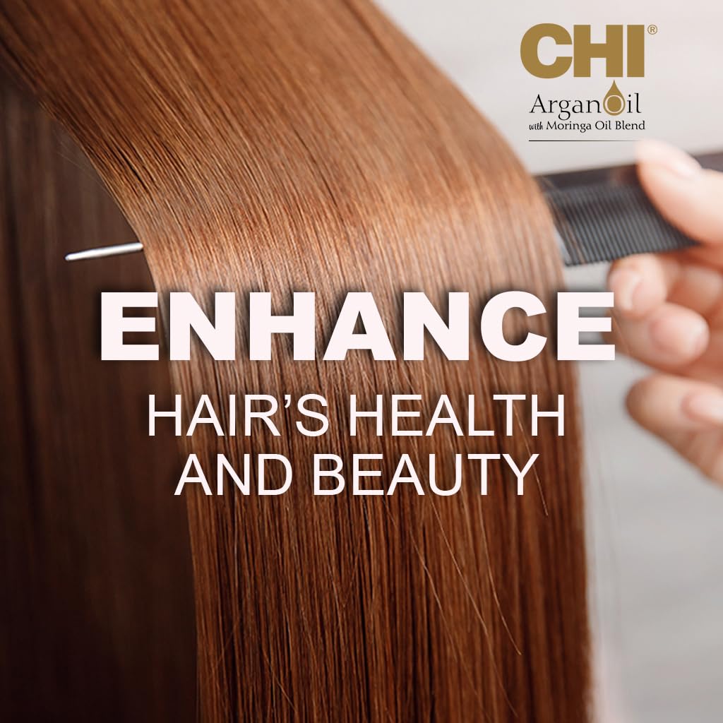 CHI close-up of moringa argan oil texture on hand for added shine and frizz control