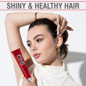 CHI pliable polish on styled hair highlighting movement and natural shine