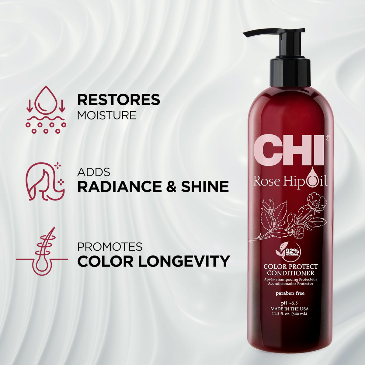 CHI creamy conditioner texture on hand showing moisturizing consistency