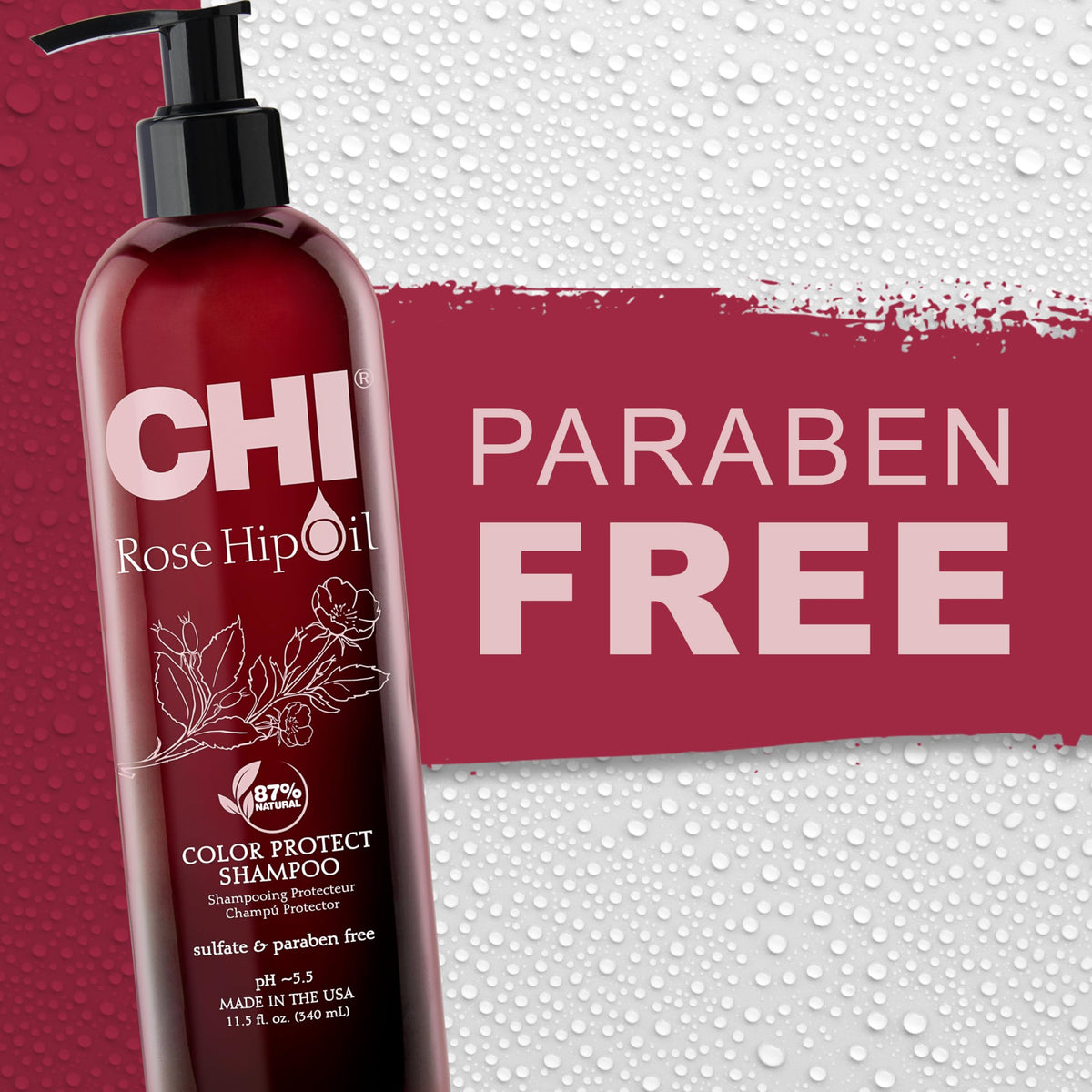 CHI shampoo being applied in shower showcasing safe color-care use