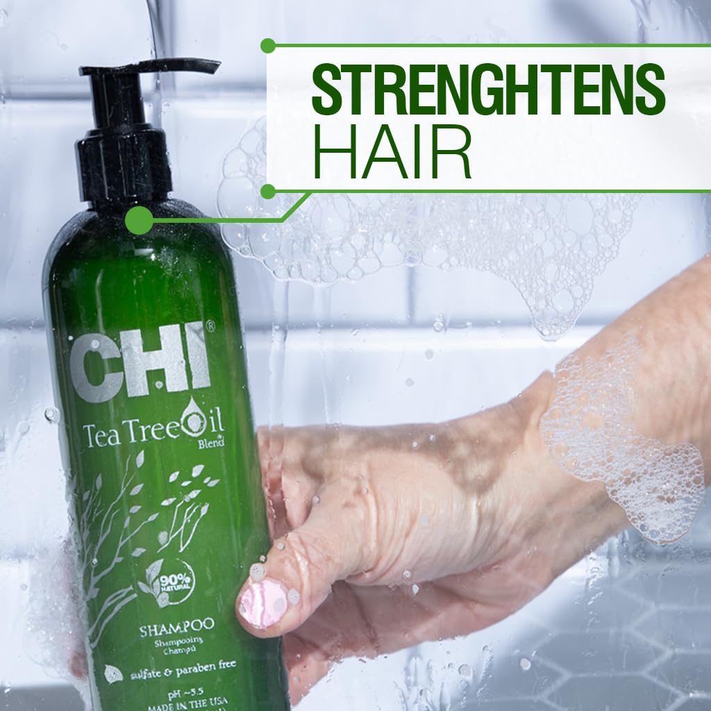 CHI shampoo being dispensed from pump demonstrating easy application