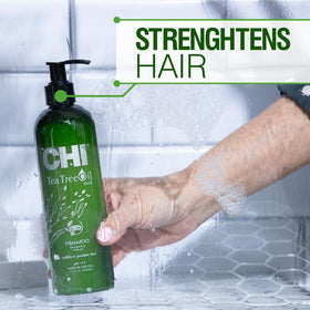 CHI bottle in hand showing 11.5 oz size for travel and home use