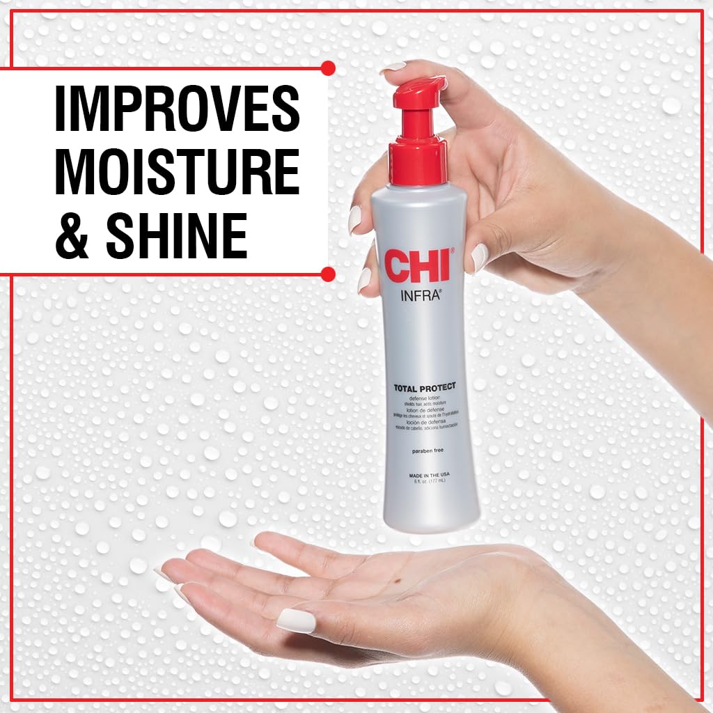 CHI lotion being dispensed from bottle to hands for easy application