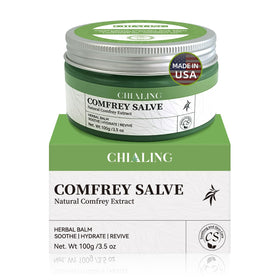 Chialing front tin showing label and product benefit of soothing skin