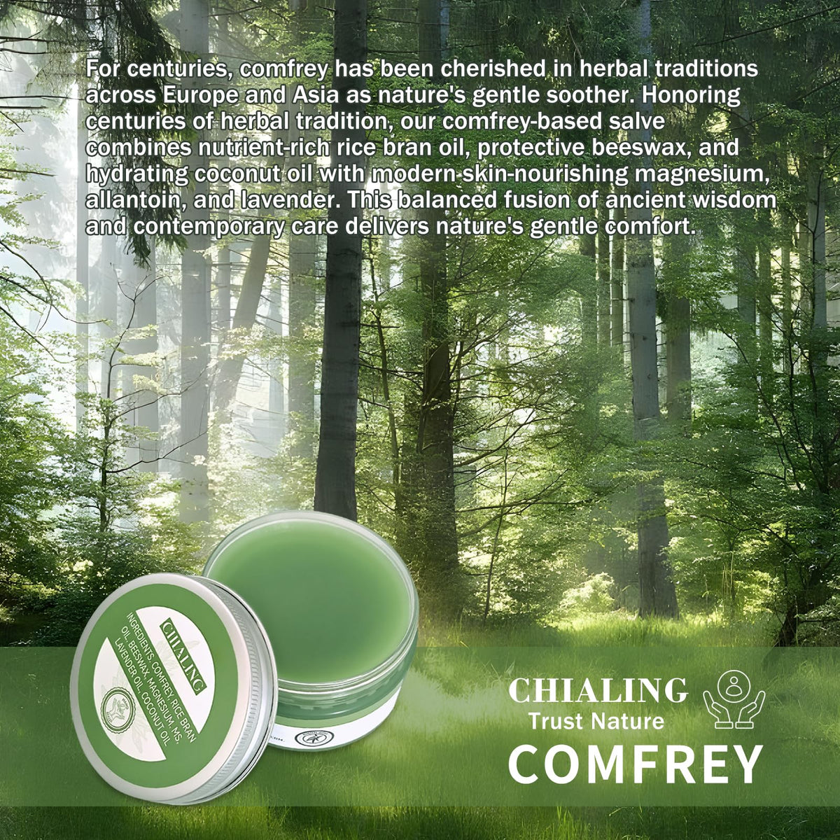 Chialing close-up texture of comfrey salve demonstrating smooth application