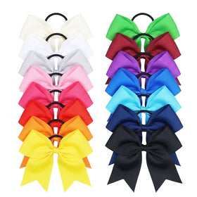 chiduerm front view of 16-pack cheer bows showing multi-color variety and neat packaging benefit of ready-to-use set