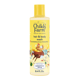 Childs Farm front pump bottle showing label and size, promotes gentle cleansing