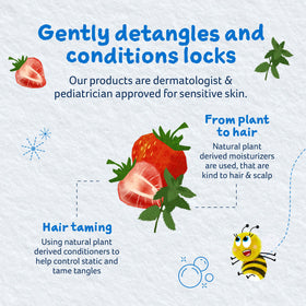 Childs Farm in-bath use on child showing soft hair and easy rinsing benefit