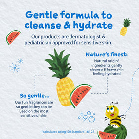 Childs Farm bottle with sustainable certification badges to show ethical sourcing