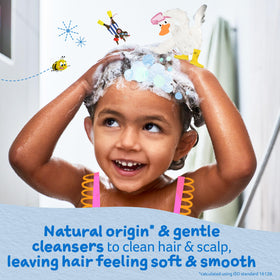 Childs Farm shampoo foam texture close-up illustrating gentle lather