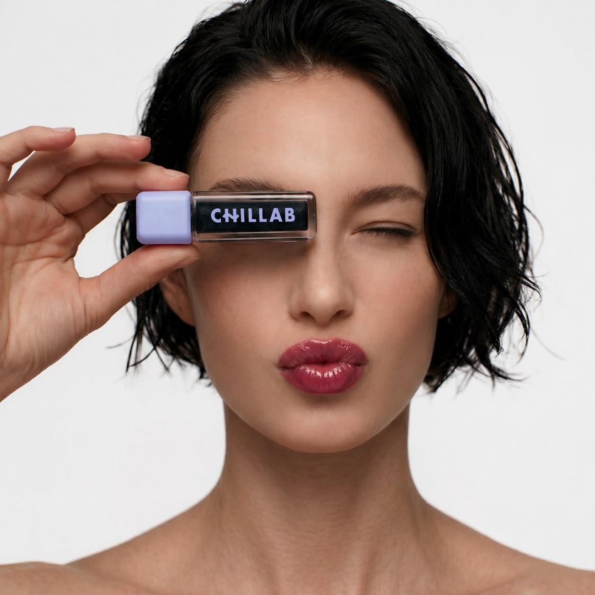 Chillab texture close-up highlighting glossy, lightweight oil and shimmer