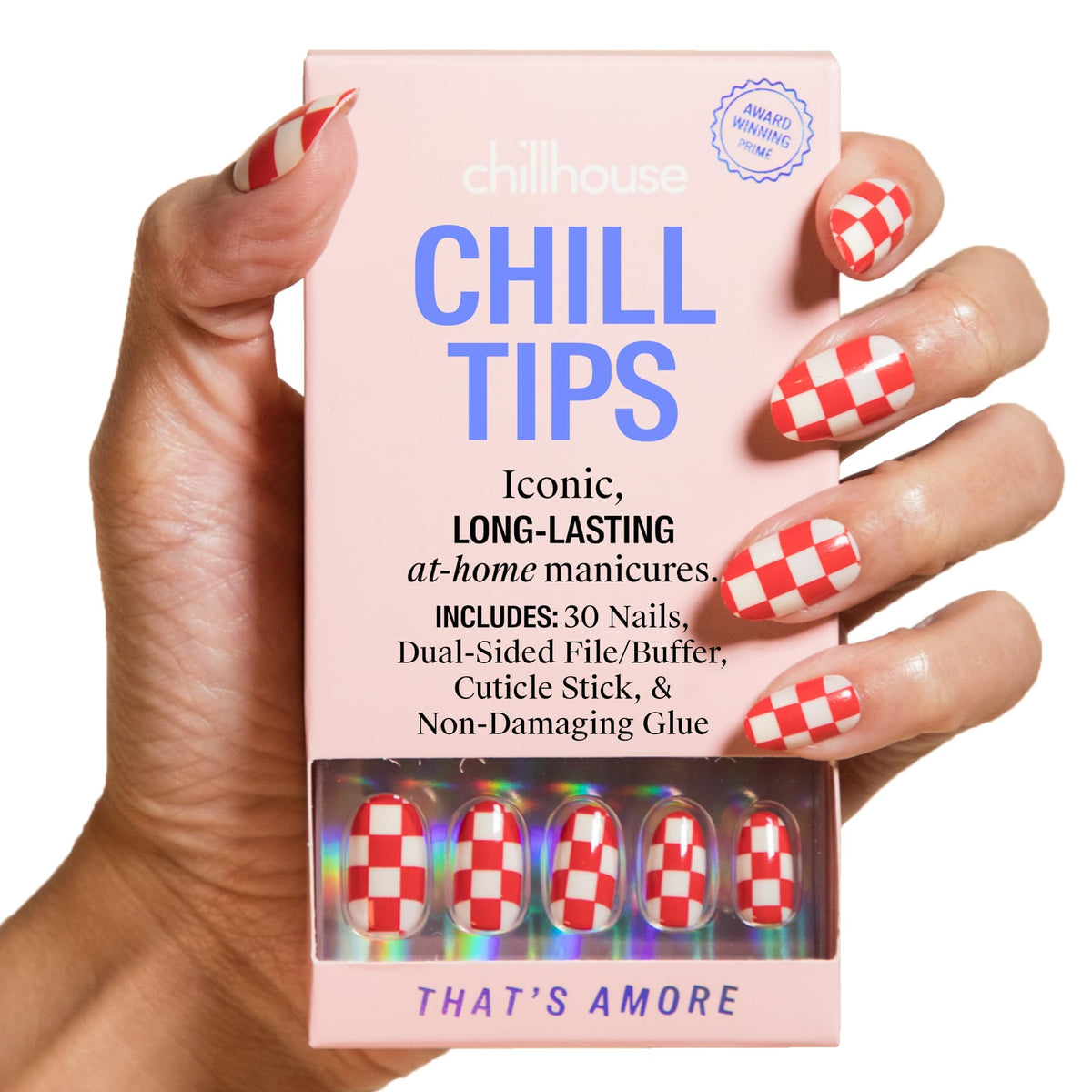 Chillhouse front packaging showing That's Amore oval press-on kit and contents