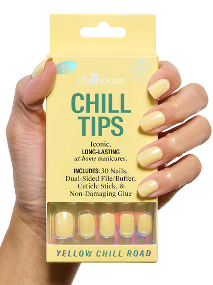 Chillhouse front packaging showing Yellow Chill Road kit and tools for quick salon results