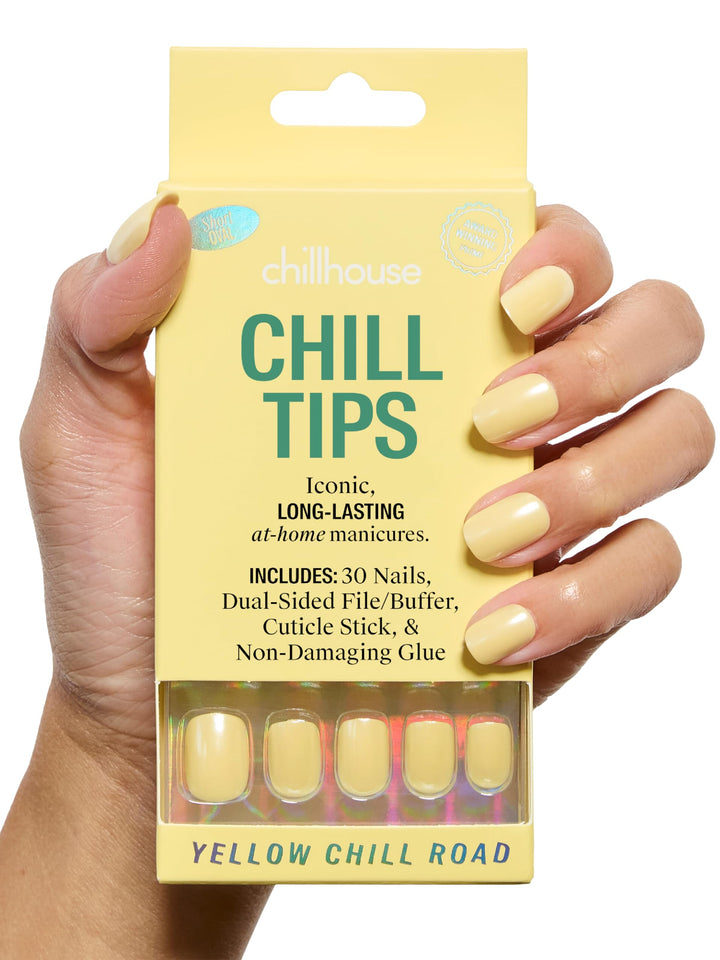 Chillhouse front packaging showing Yellow Chill Road kit and tools for quick salon results
