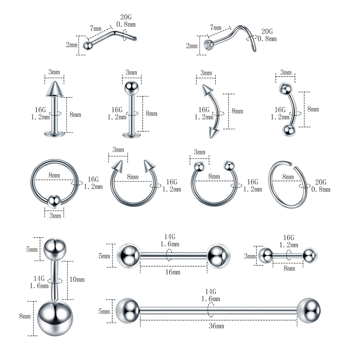 ChiMunllin close-up of 316L surgical steel jewelry polished finish for reduced irritation