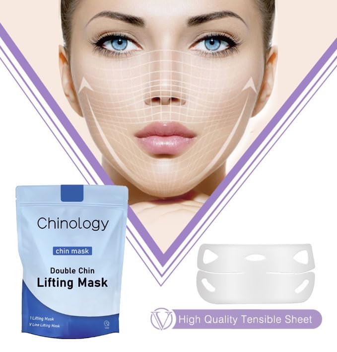 Chinology mask applied under chin demonstrating immediate lift