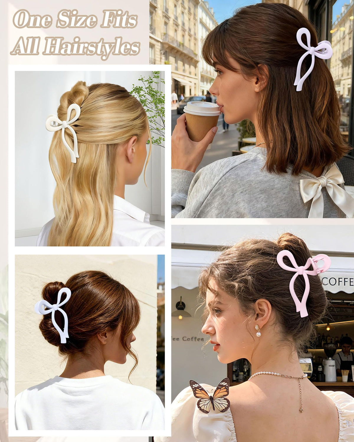 CHLINS bow clip securing a bun updo, illustrates strong hold during activities