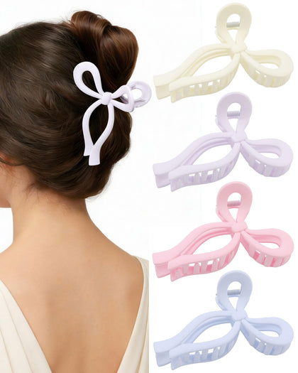 CHLINS front view of four bow clips showing colors and compact packaging, stylish convenience