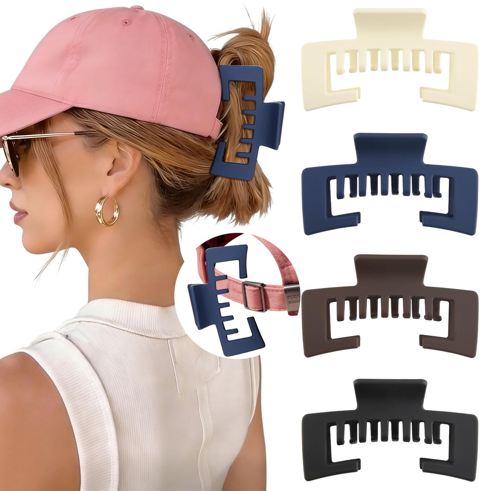 CHLINS front packaging showing four hat-friendly claw clips and clear benefits