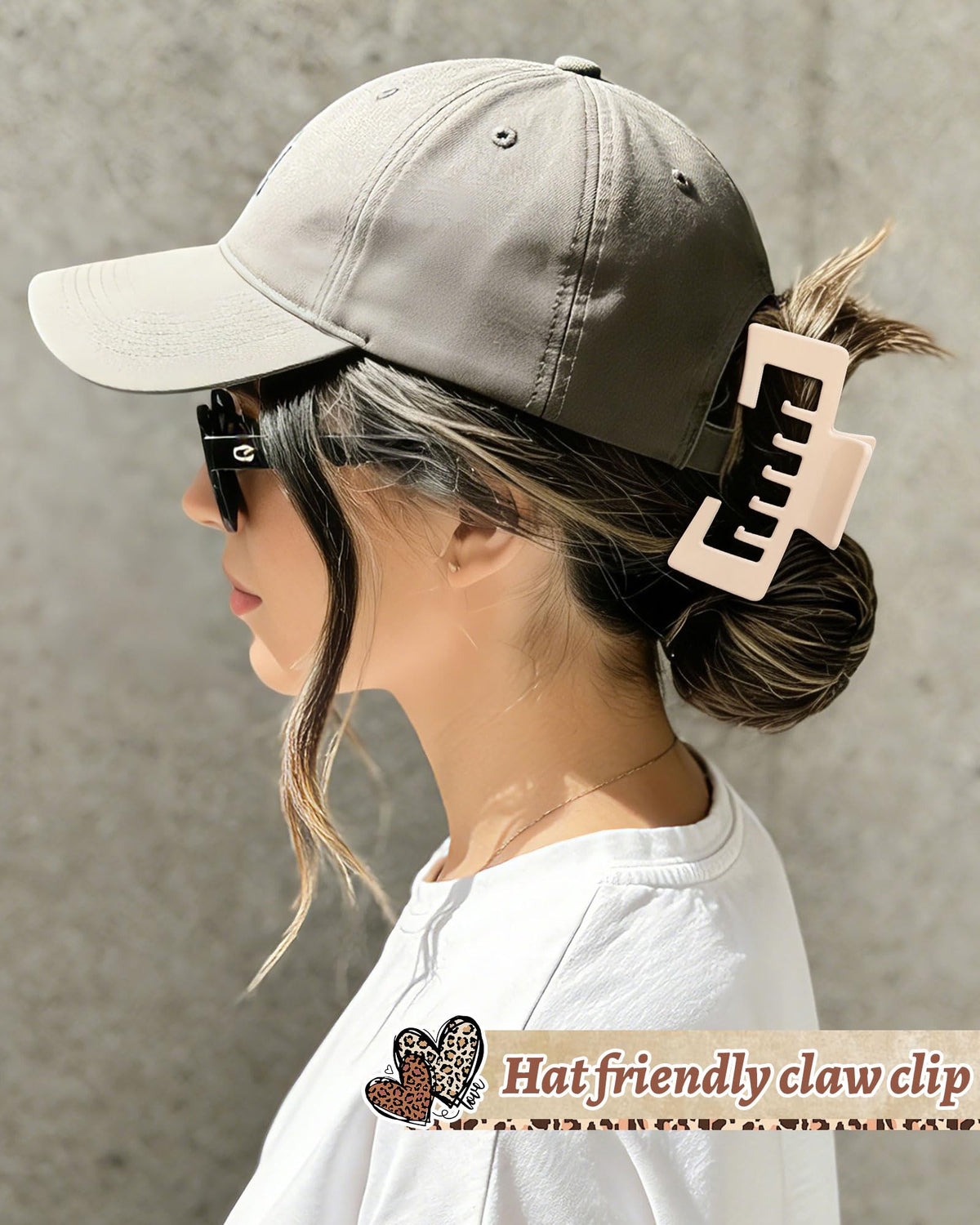 CHLINS profile of clip inserted in trucker hat snapback, secure hat-and-hair combination