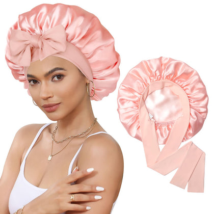 CHLINS satin bonnet front view showing smooth fabric and neat seam benefits protection