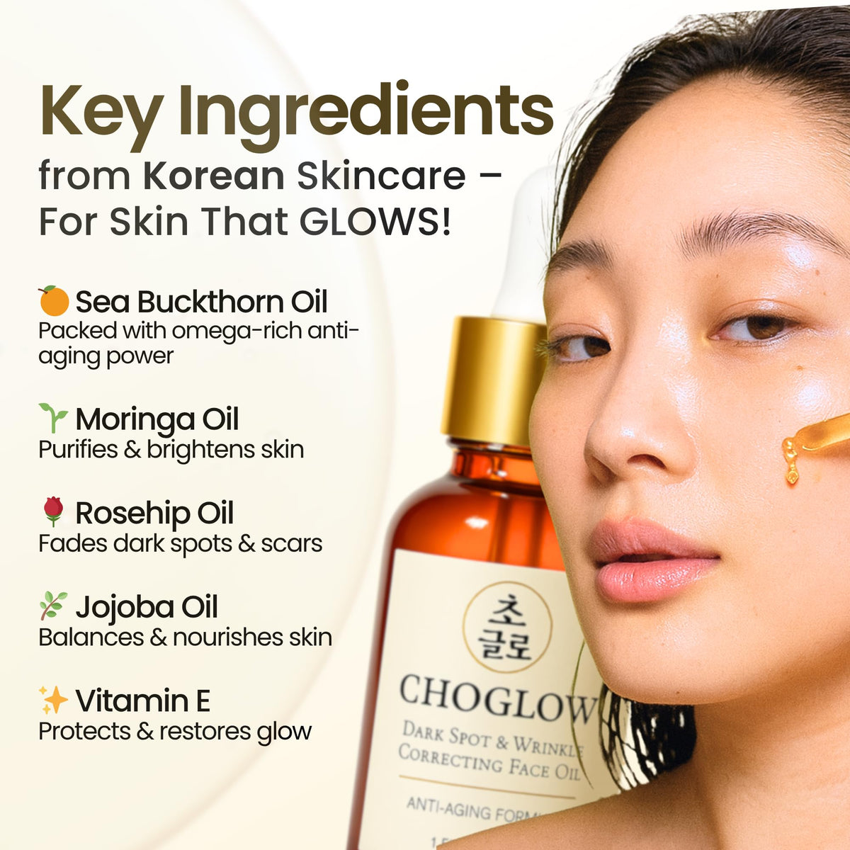 Choglow in hand for scale demonstrating small bottle and travel-friendly benefit