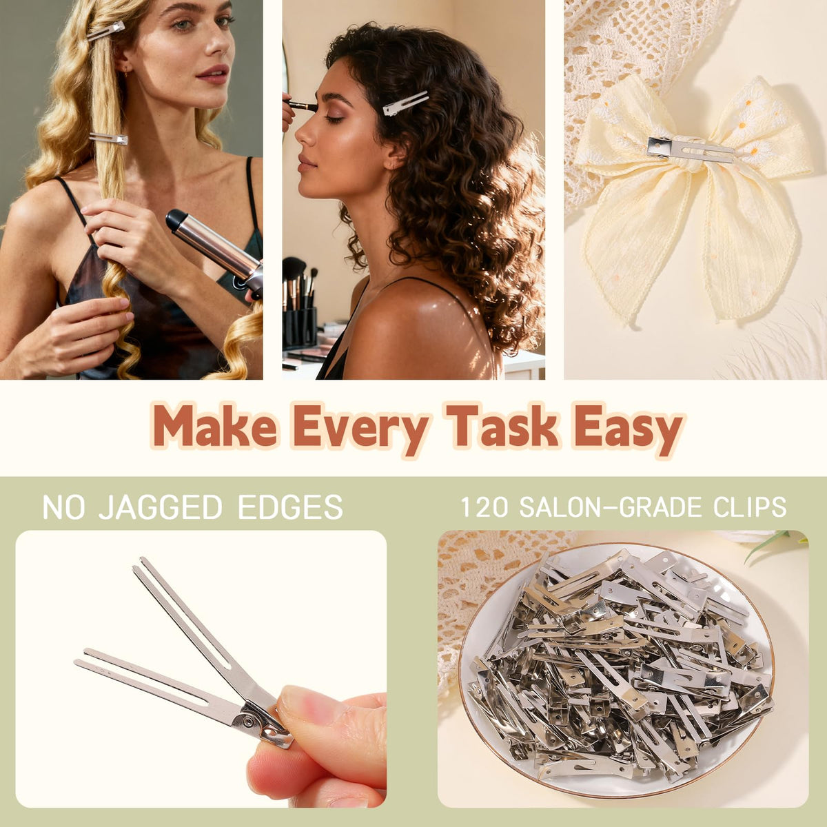 choicbaby clip holding a roller in hair, keeps set secure