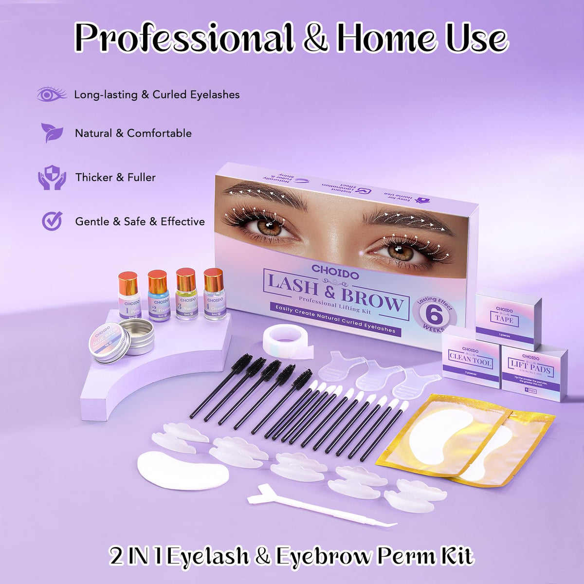 Choido kit staged in a home beauty setup conveying salon-quality convenience