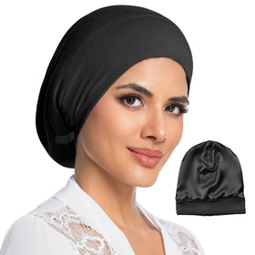 choshion bonnet front view showing sleek black finish and protective design benefiting overnight hair