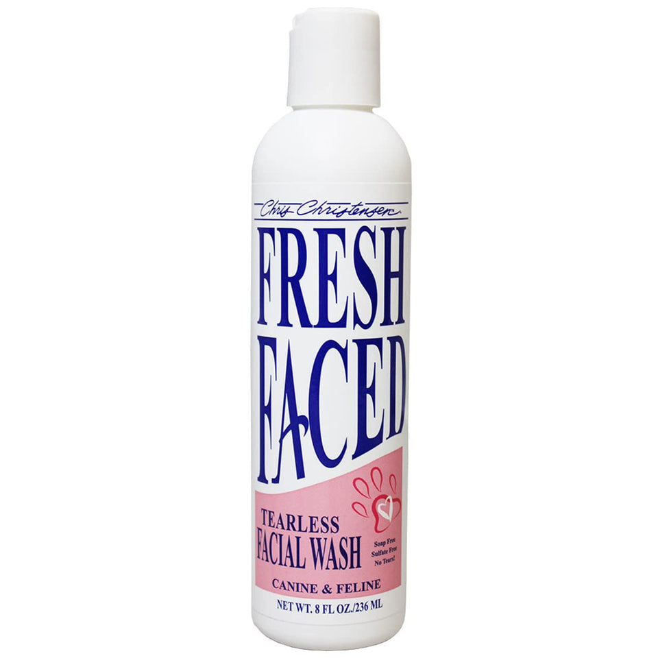 Chris Christensen facial wash front label shows gentle tearless cleansing benefit