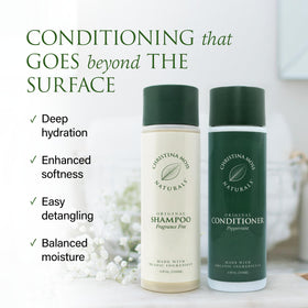 Christina Moss Naturals before and after hair showing reduced frizz benefit