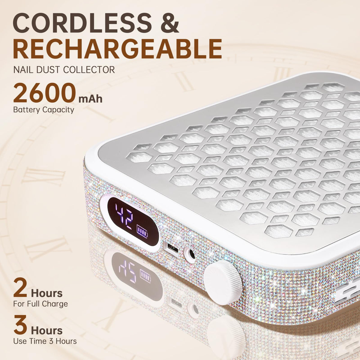 CHRISTINE SHELLY reusable filter and 30 disposable cotton pads displayed for easy maintenance benefit