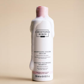Christophe Robin foam at hair roots showing lift and gentle cleansing