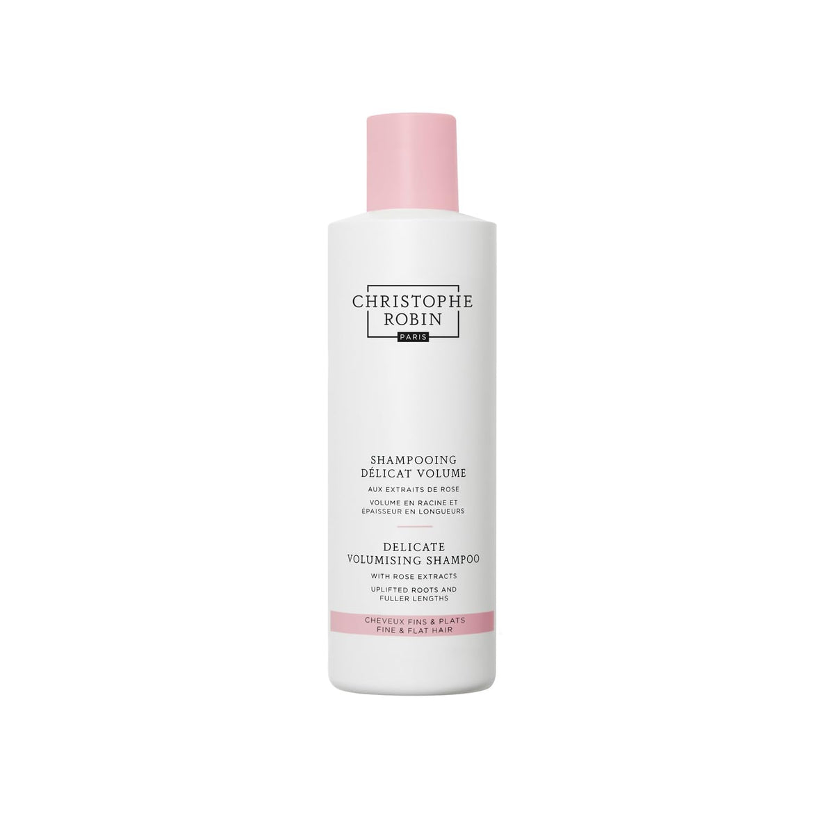 Christophe Robin front bottle showing brand and volumizing shampoo benefits