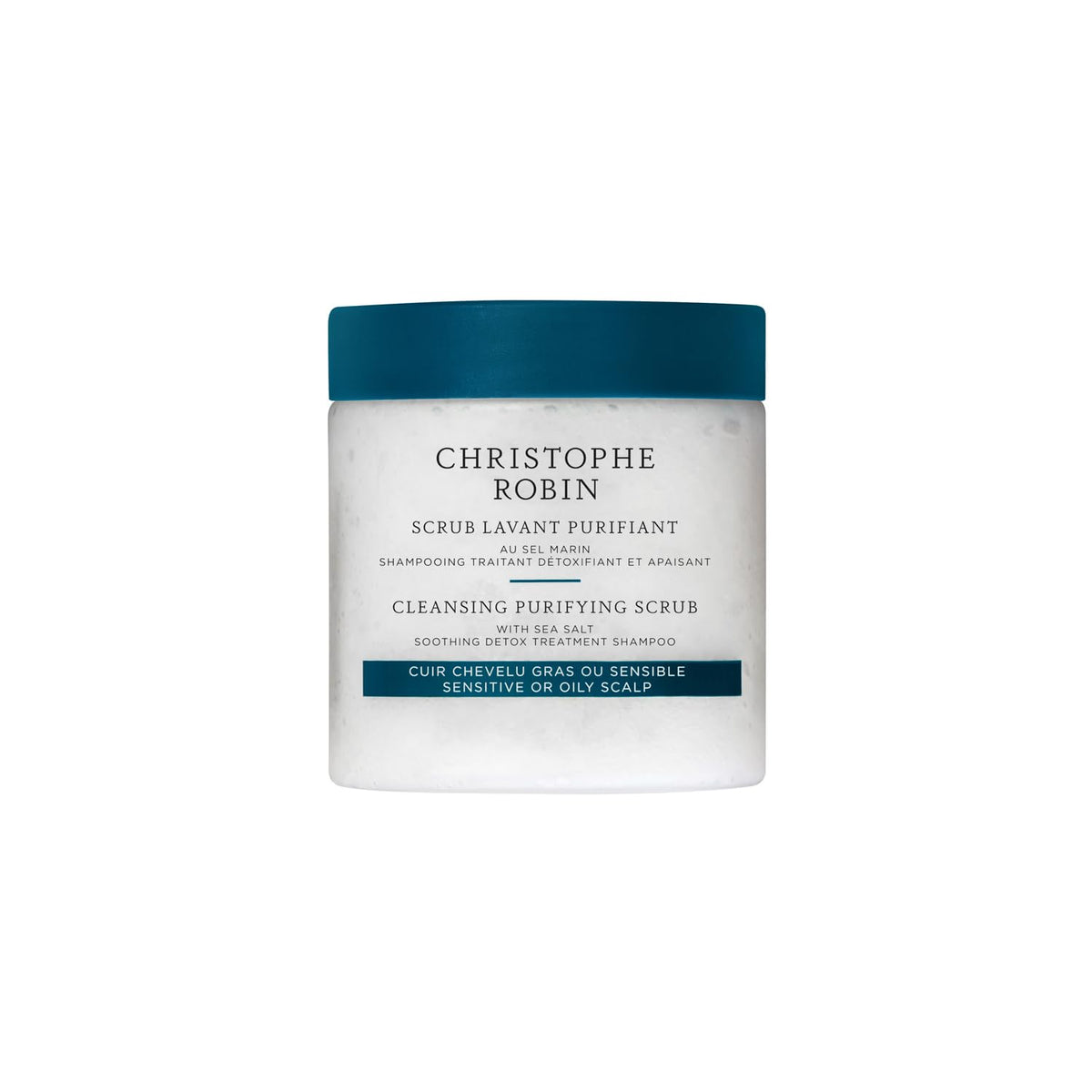 Christophe Robin front packaging showing sea salt scrub and cleansing benefit