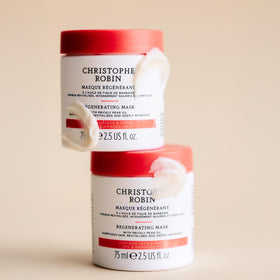 Christophe Robin jar in bathroom travel kit suggesting easy portability