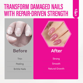 CHUCHU on natural nails before and after showing improved strength and appearance