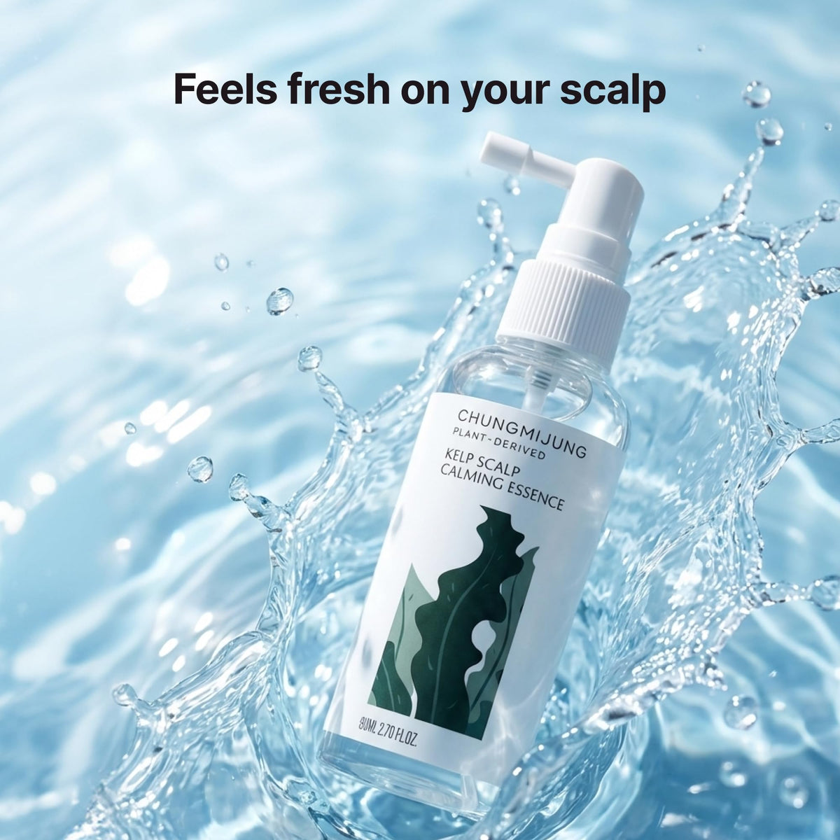 CHUNGMIJUNG spray being applied to scalp showing targeted relief