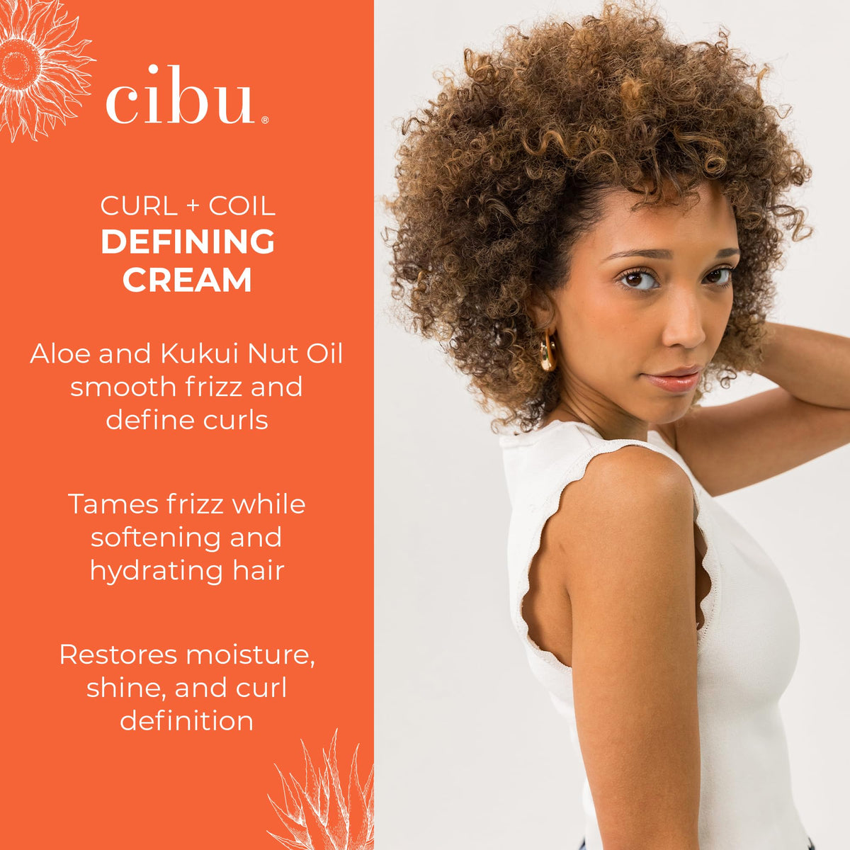 CIBU in use applying cream to damp hair for defined curls