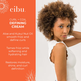 CIBU in use applying cream to damp hair for defined curls