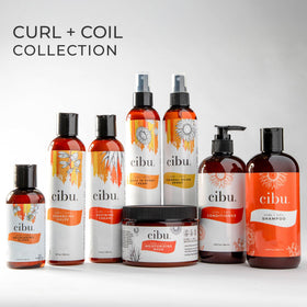 CIBU on bathroom shelf with styling tools showcasing routine